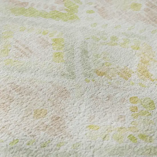 Pink Lime Green And Ivory Geometric Washable Area Rug With UV Protection Photo 9