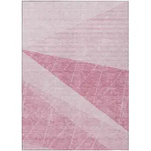 Photo of Pink Mauve And Blush Geometric Washable Indoor Outdoor Area Rug