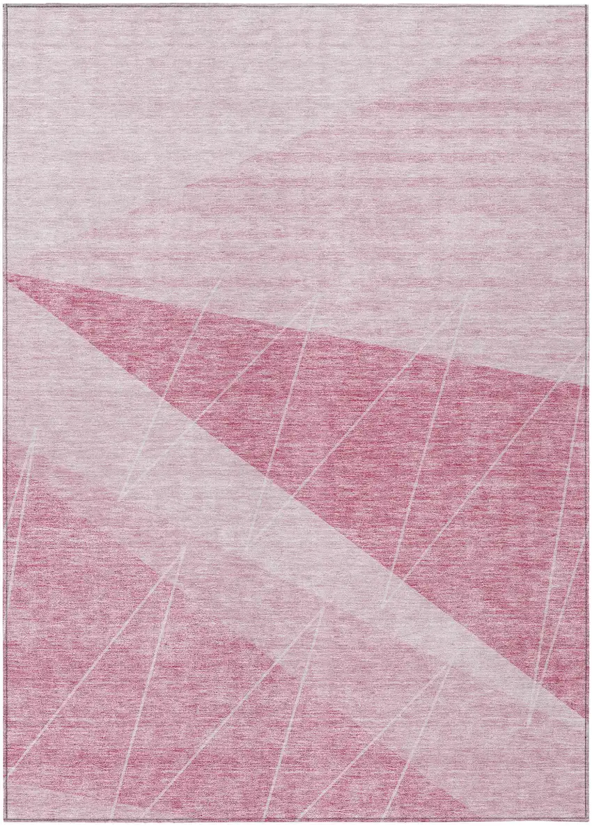 Pink Mauve And Blush Geometric Washable Indoor Outdoor Area Rug Photo 1