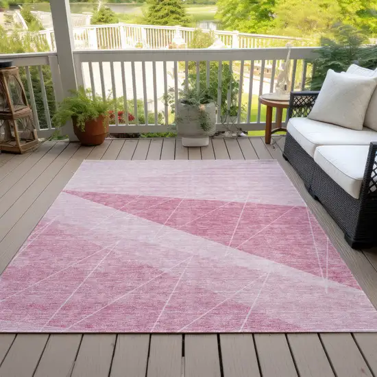 Pink Mauve And Blush Geometric Washable Indoor Outdoor Area Rug Photo 9