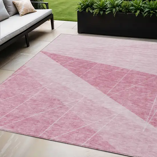Pink Mauve And Blush Geometric Washable Indoor Outdoor Area Rug Photo 1
