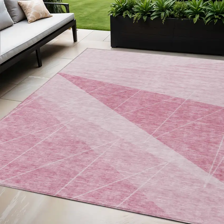 Pink Mauve And Blush Geometric Washable Indoor Outdoor Area Rug Photo 1