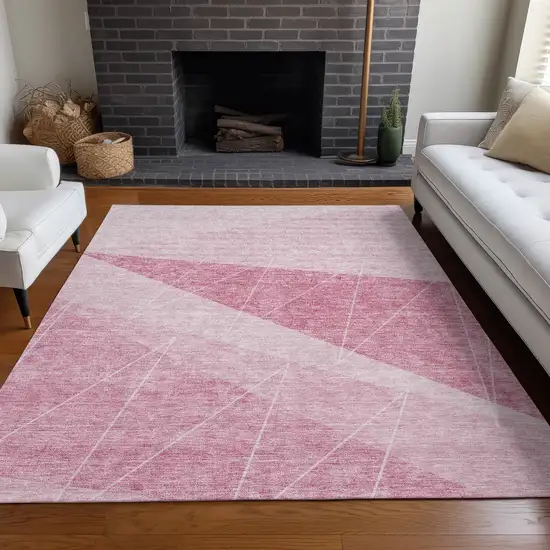 Pink Mauve And Blush Geometric Washable Indoor Outdoor Area Rug Photo 8