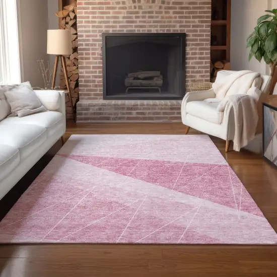 Pink Mauve And Blush Geometric Washable Indoor Outdoor Area Rug Photo 9