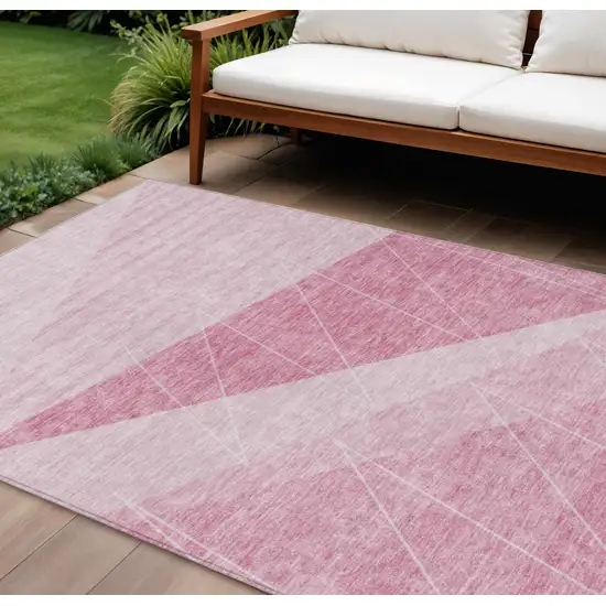 Pink Mauve And Blush Geometric Washable Indoor Outdoor Area Rug Photo 1