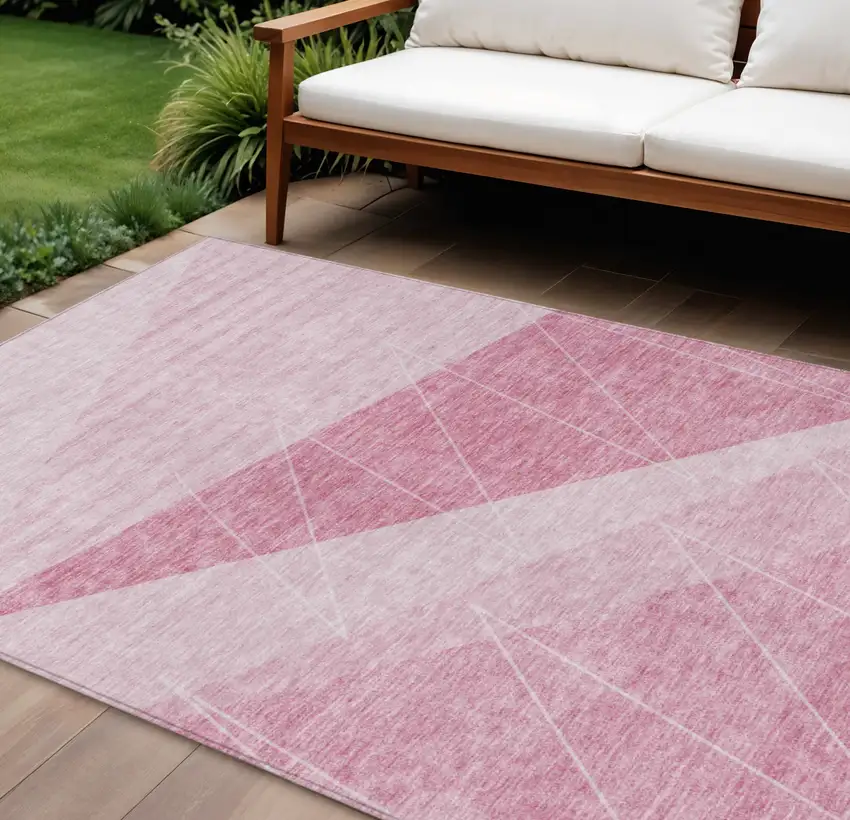 Pink Mauve And Blush Geometric Washable Indoor Outdoor Area Rug Photo 1