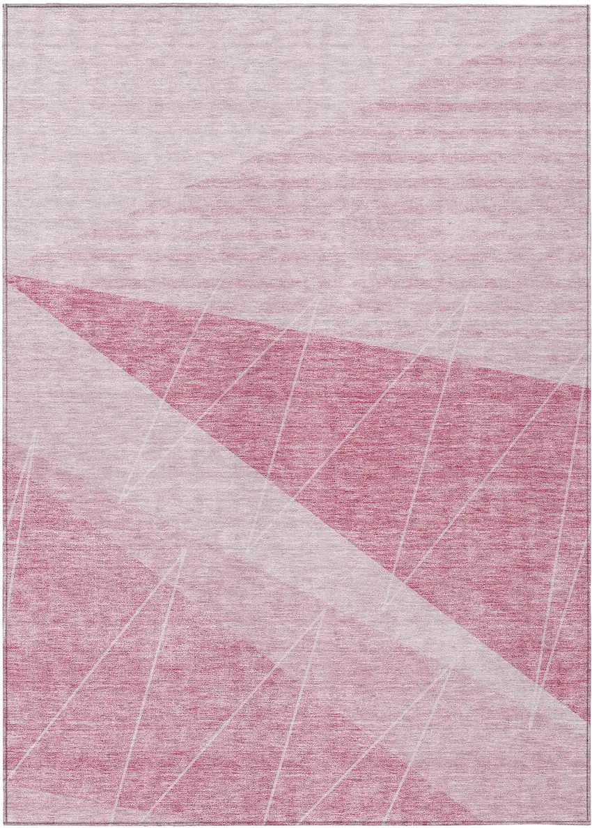 Pink Mauve And Blush Geometric Washable Indoor Outdoor Area Rug Photo 1