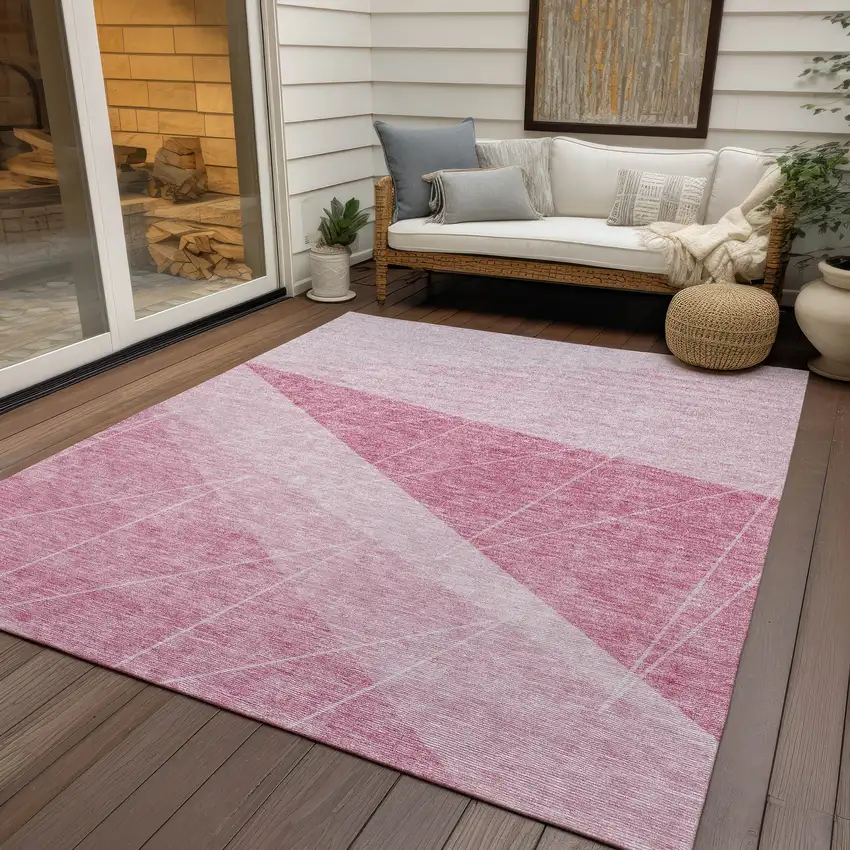 Pink Mauve And Blush Geometric Washable Indoor Outdoor Area Rug Photo 7