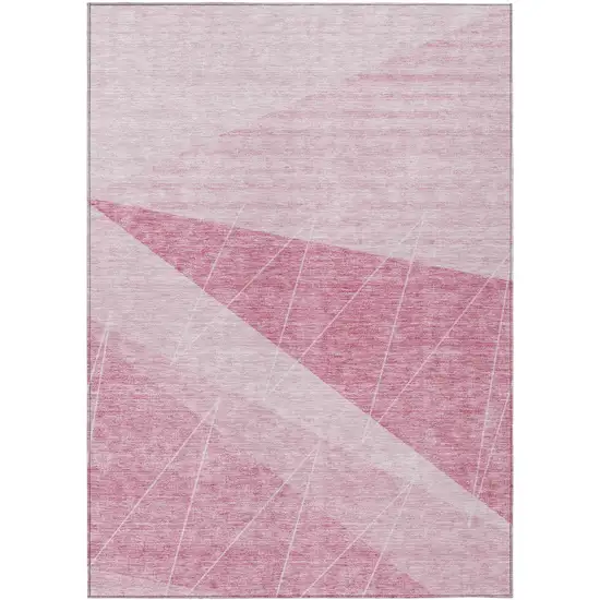 Pink Mauve And Blush Geometric Washable Indoor Outdoor Area Rug Photo 1