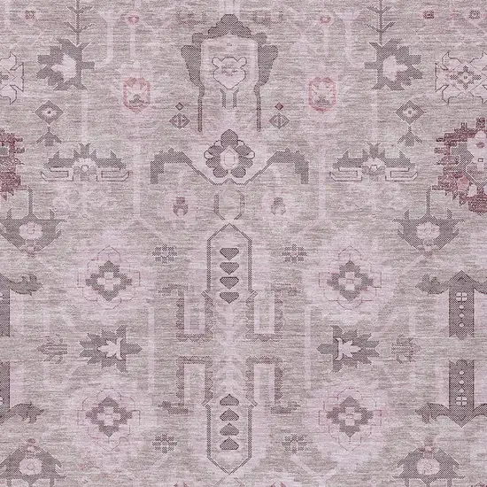 Pink Mauve And Blush Oriental Washable Indoor Outdoor Area Rug Photo 3