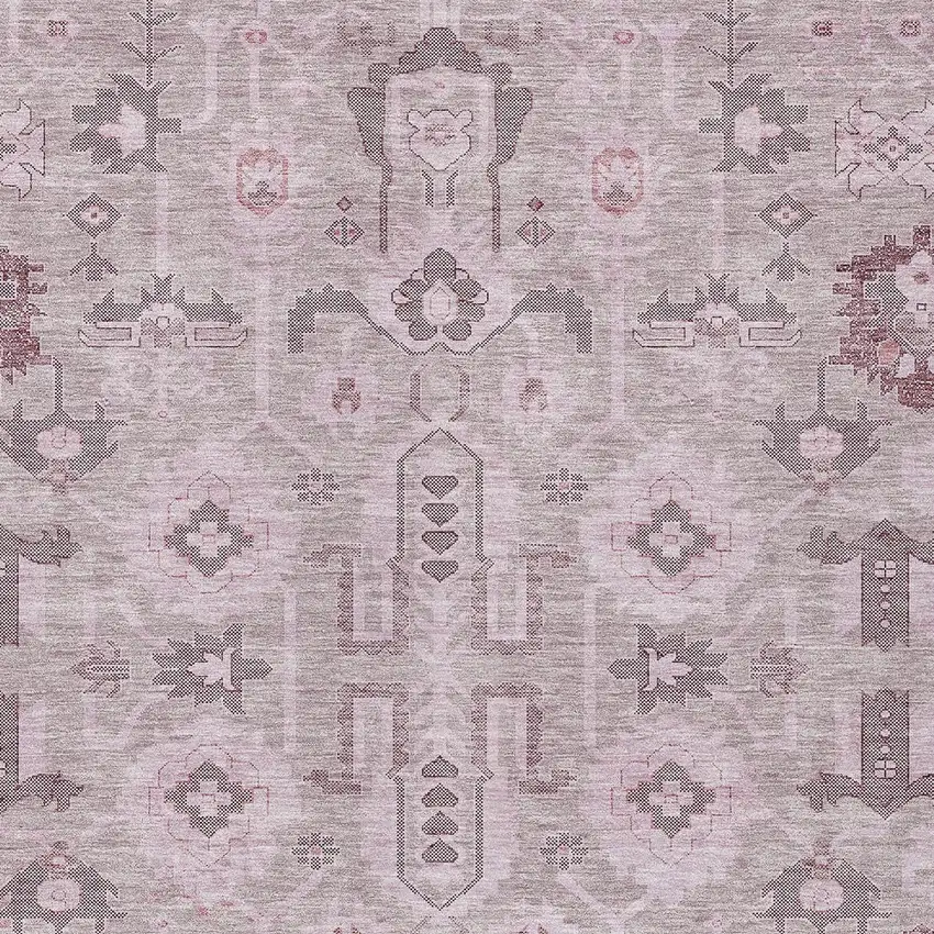 Pink Mauve And Blush Oriental Washable Indoor Outdoor Area Rug Photo 3