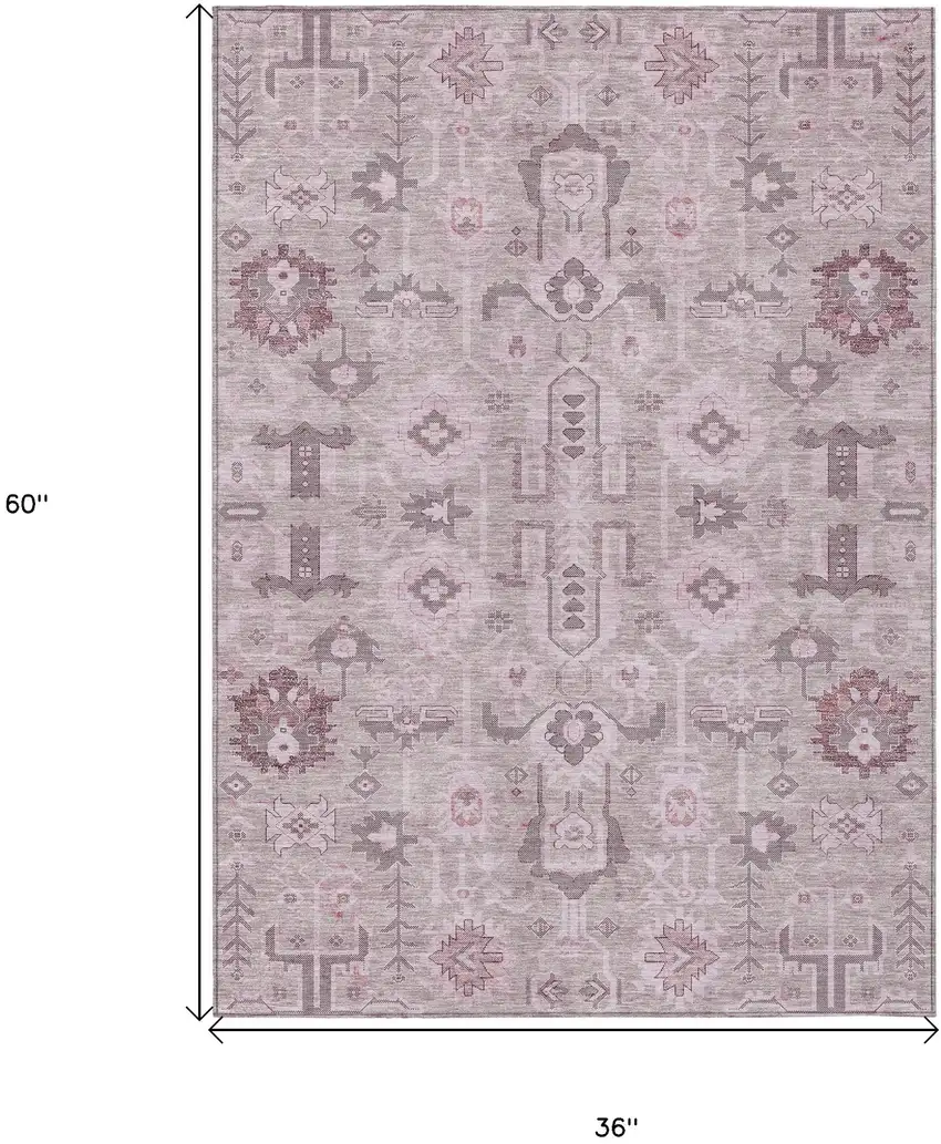 Pink Mauve And Blush Oriental Washable Indoor Outdoor Area Rug Photo 9