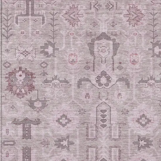 Pink Mauve And Blush Oriental Washable Indoor Outdoor Area Rug Photo 3