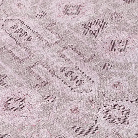 Pink Mauve And Blush Oriental Washable Indoor Outdoor Area Rug Photo 6