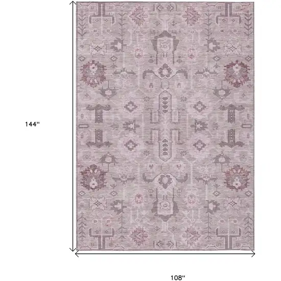 Pink Mauve And Blush Oriental Washable Indoor Outdoor Area Rug Photo 8