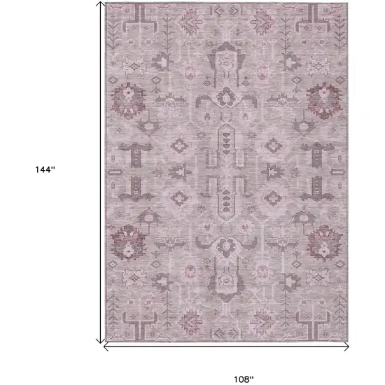 Pink Mauve And Blush Oriental Washable Indoor Outdoor Area Rug Photo 8