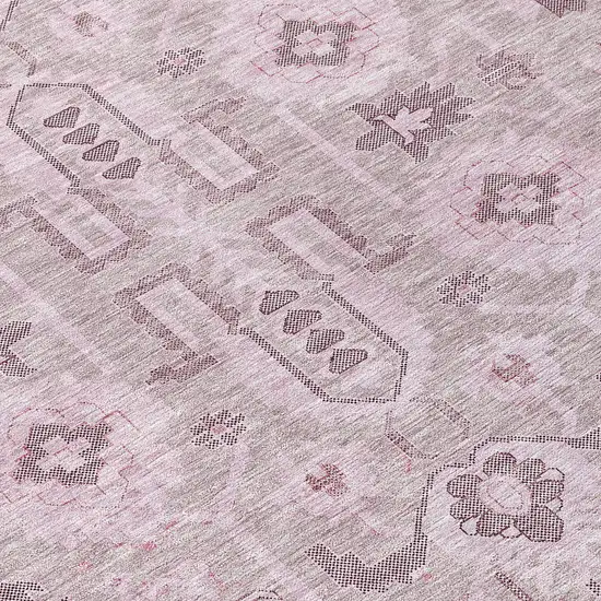 Pink Mauve And Blush Oriental Washable Indoor Outdoor Area Rug Photo 9