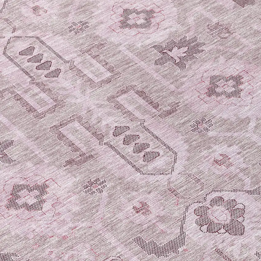 Pink Mauve And Blush Oriental Washable Indoor Outdoor Area Rug Photo 9