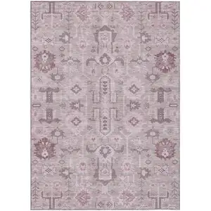 Photo of Pink Mauve And Blush Oriental Washable Indoor Outdoor Area Rug