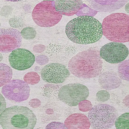 Pink Mauve And Green Geometric Washable Indoor Outdoor Area Rug Photo 3