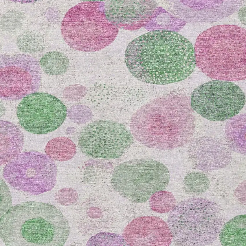 Pink Mauve And Green Geometric Washable Indoor Outdoor Area Rug Photo 3