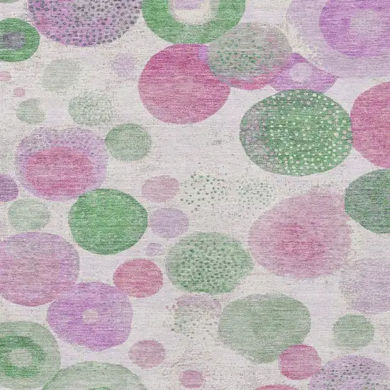 Pink Mauve And Green Geometric Washable Indoor Outdoor Area Rug Photo 3