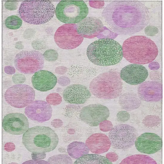 Pink Mauve And Green Geometric Washable Indoor Outdoor Area Rug Photo 4