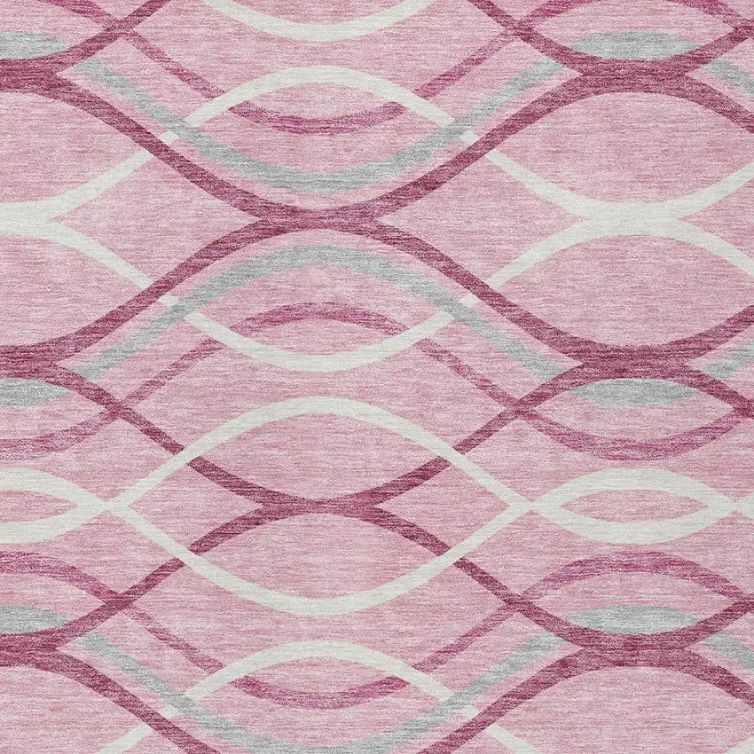 Pink Mauve And Ivory Abstract Washable Indoor Outdoor Area Rug Photo 4