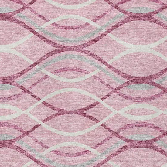 Pink Mauve And Ivory Abstract Washable Indoor Outdoor Area Rug Photo 4
