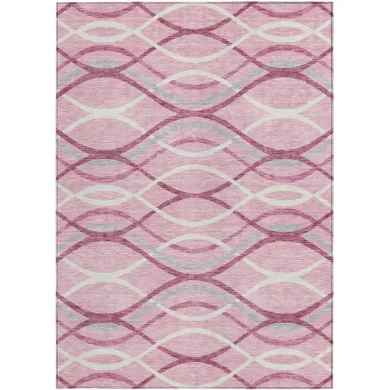 Pink Mauve And Ivory Abstract Washable Indoor Outdoor Area Rug Photo 5