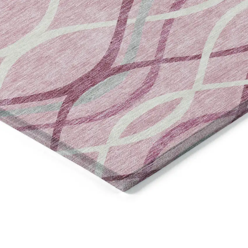 Pink Mauve And Ivory Abstract Washable Indoor Outdoor Area Rug Photo 3