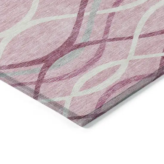 Pink Mauve And Ivory Abstract Washable Indoor Outdoor Area Rug Photo 3