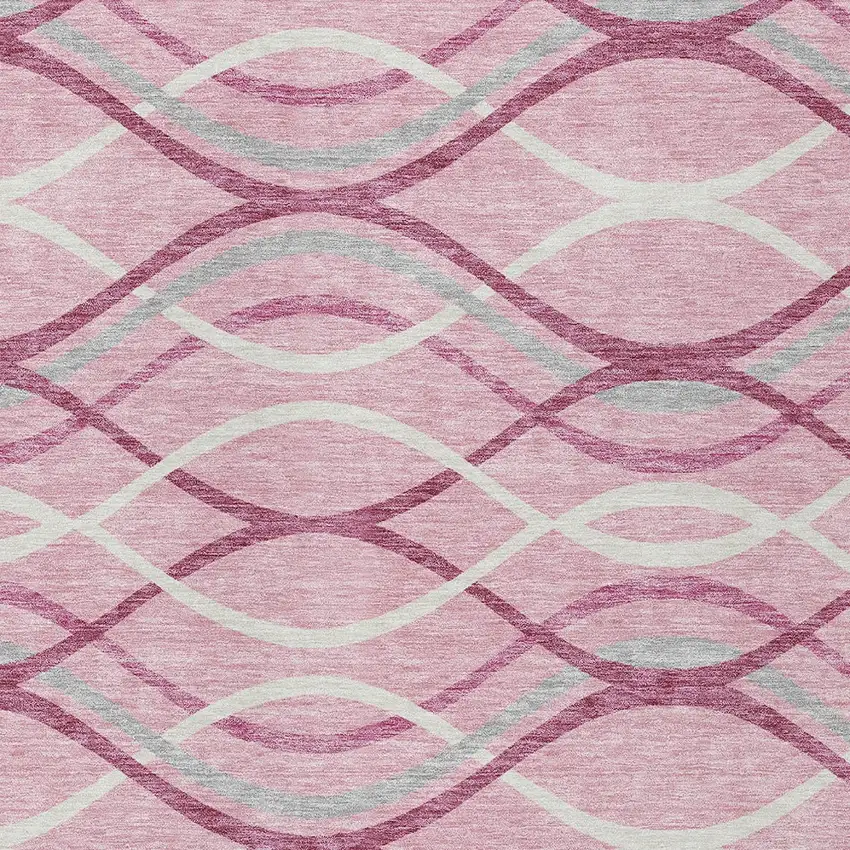 Pink Mauve And Ivory Abstract Washable Indoor Outdoor Area Rug Photo 4