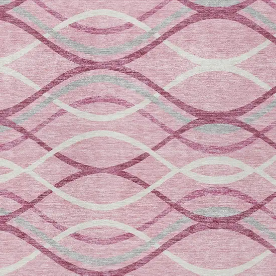 Pink Mauve And Ivory Abstract Washable Indoor Outdoor Area Rug Photo 4