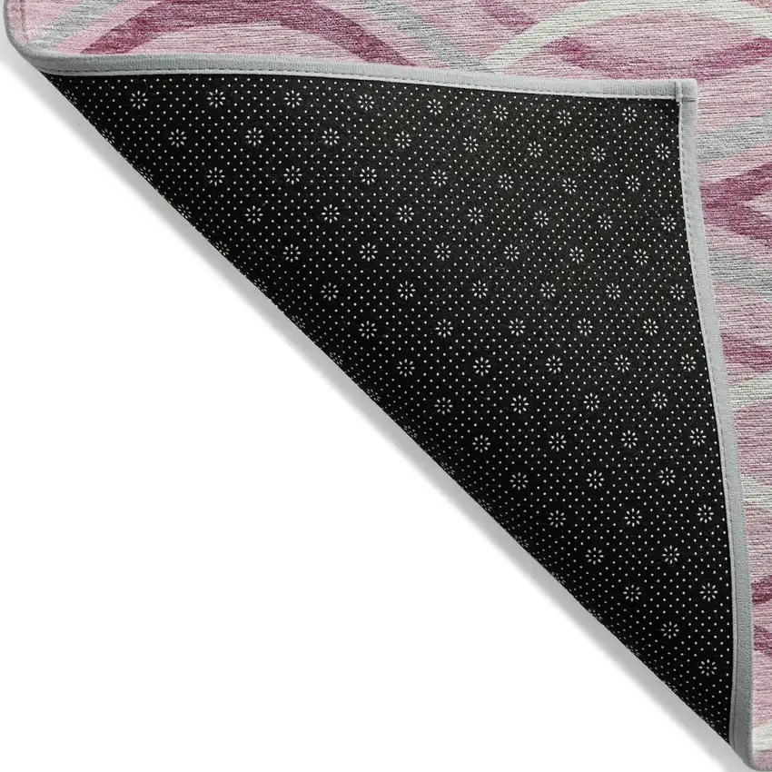 Pink Mauve And Ivory Abstract Washable Indoor Outdoor Area Rug Photo 2