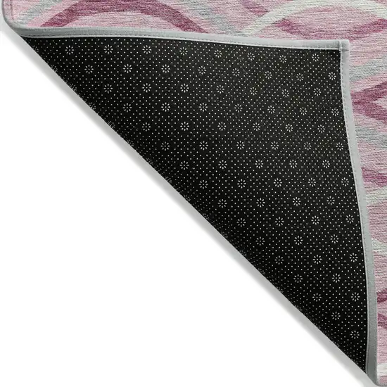 Pink Mauve And Ivory Abstract Washable Indoor Outdoor Area Rug Photo 2