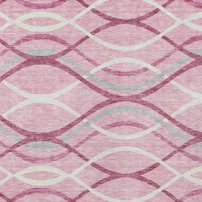 Pink Mauve And Ivory Abstract Washable Indoor Outdoor Area Rug Photo 4