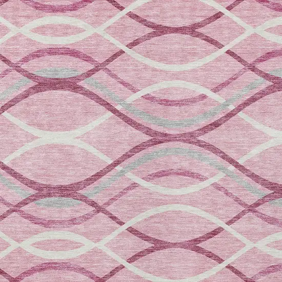 Pink Mauve And Ivory Abstract Washable Indoor Outdoor Area Rug Photo 4