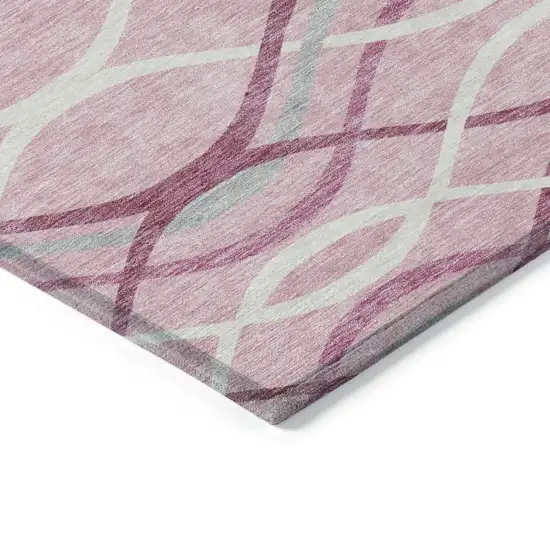 Pink Mauve And Ivory Abstract Washable Indoor Outdoor Area Rug Photo 3
