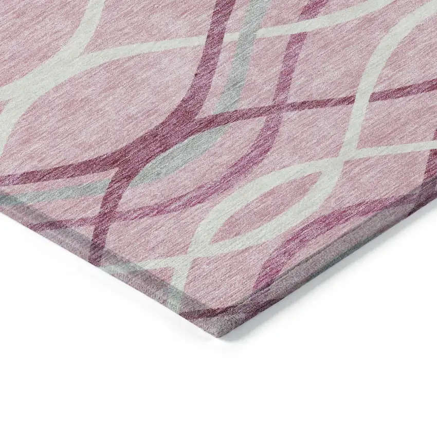 Pink Mauve And Ivory Abstract Washable Indoor Outdoor Area Rug Photo 3