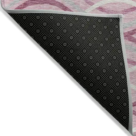 Pink Mauve And Ivory Abstract Washable Indoor Outdoor Area Rug Photo 2