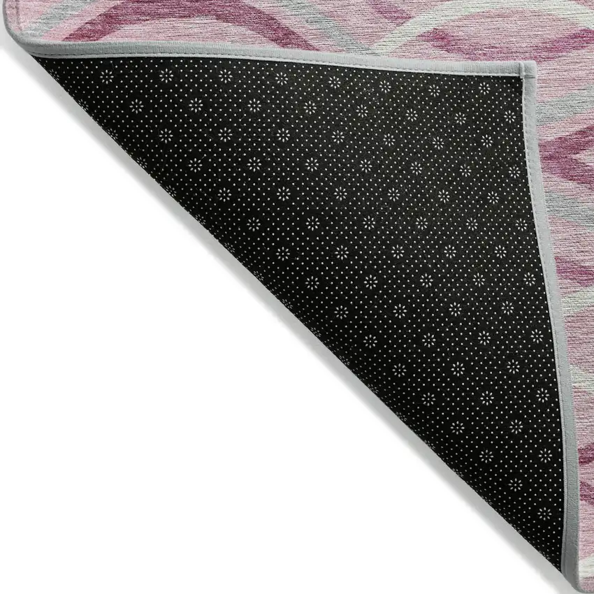 Pink Mauve And Ivory Abstract Washable Indoor Outdoor Area Rug Photo 2