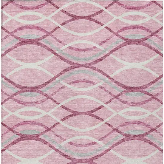 Pink Mauve And Ivory Abstract Washable Indoor Outdoor Area Rug Photo 5
