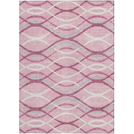 Pink Mauve And Ivory Abstract Washable Indoor Outdoor Area Rug Photo 5