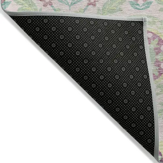Pink Mauve And Mint Green Floral Washable Indoor Outdoor Area Rug Photo 2