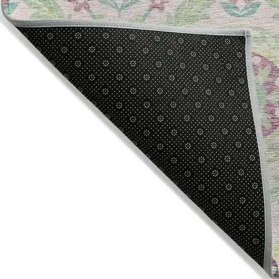 Pink Mauve And Mint Green Floral Washable Indoor Outdoor Area Rug Photo 2