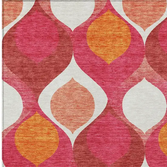 Pink Mauve And Orange Ogee Washable Indoor Outdoor Area Rug Photo 4