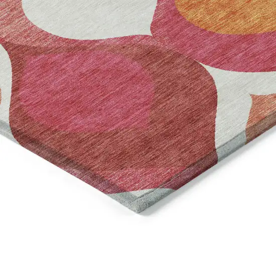 Pink Mauve And Orange Ogee Washable Indoor Outdoor Area Rug Photo 3