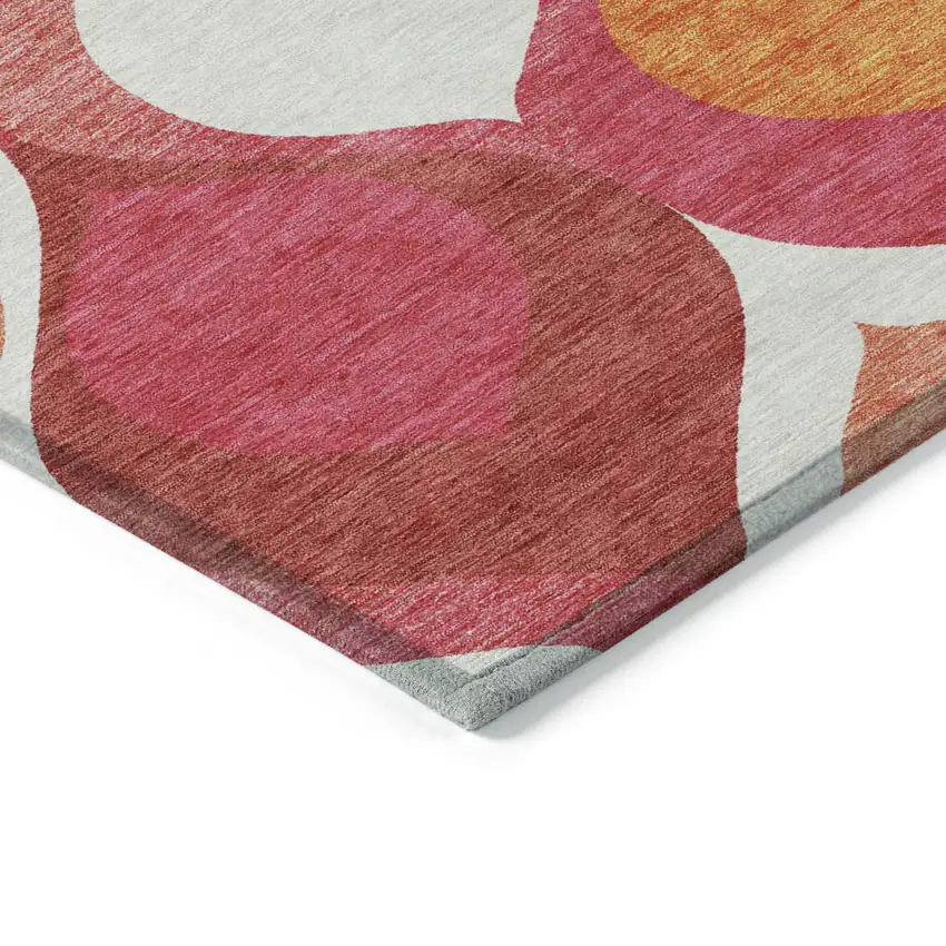 Pink Mauve And Orange Ogee Washable Indoor Outdoor Area Rug Photo 3