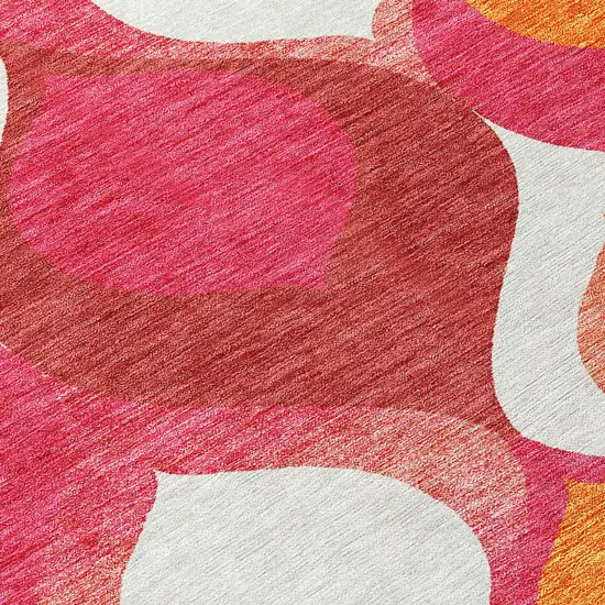 Pink Mauve And Orange Ogee Washable Indoor Outdoor Area Rug Photo 4
